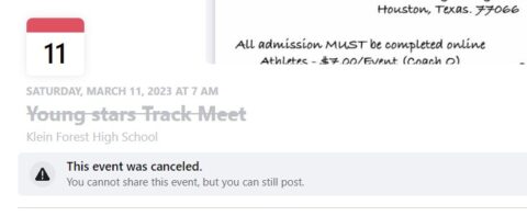Top Flight Young Stars Track Meet Cancelled.